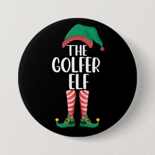 Golfer Elf Golf Familie passt Weihnachten Button