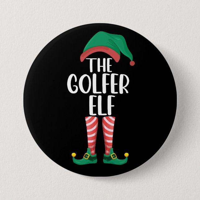 Golfer Elf Golf Familie passt Weihnachten Button (Vorderseite)