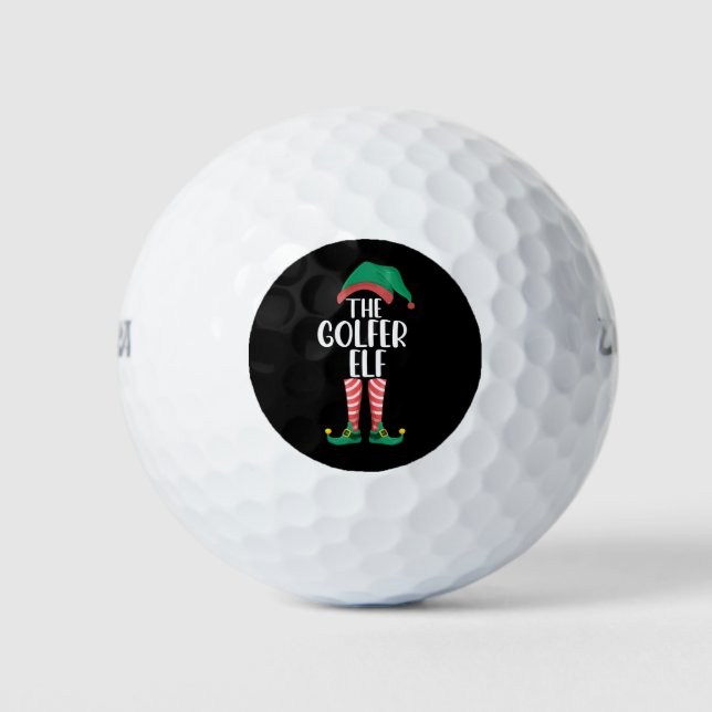 Golfer Elf Golf Familie passt Weihnachten Golfball (Vorderseite)