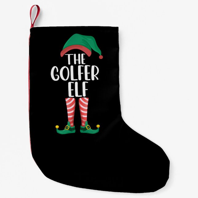 Golfer Elf Golf Familie passt Weihnachten Kleiner Weihnachtsstrumpf (Vorderseite)