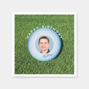 Golfer Foto gezeichnet Golf Ball Geburtstag Serviette