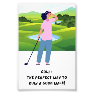 Golfer Frau auf dem Golfplatz Foto Printwerbung