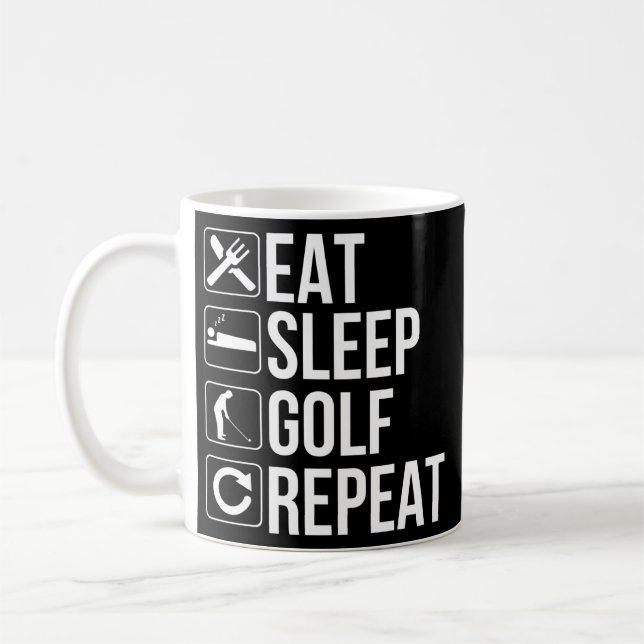 Golfer Funny Gift Eat Sleep Golf Wiederholung  Kaffeetasse (Links)
