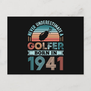 Golfer geboren 1941 Golfing 80. Geburtstagsgeschen Postkarte