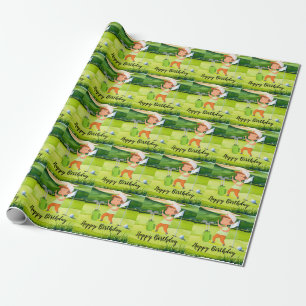 Golfer-Geburtstag auf grünem Gras Geschenkpapier