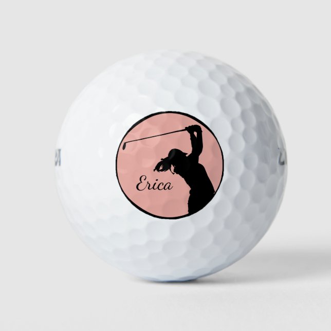Golfer Girl Golfspielen Personalisierte Golfplätze Golfball (Vorderseite)
