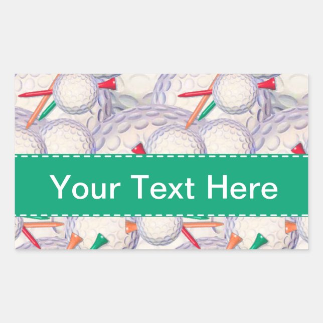 Golfer; Golf Balls & T-Shirts Muster Rechteckiger Aufkleber (Vorderseite)