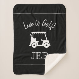 Golfer Golf Cart Mit Monogramm Initialen Schwarz-w Sherpadecke