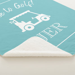 Golfer Golf Cart Mit Monogramm Initials Blue Green Sherpadecke
