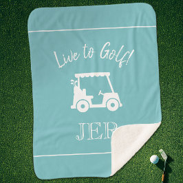 Golfer Golf Cart Mit Monogramm Initials Blue Green Sherpadecke