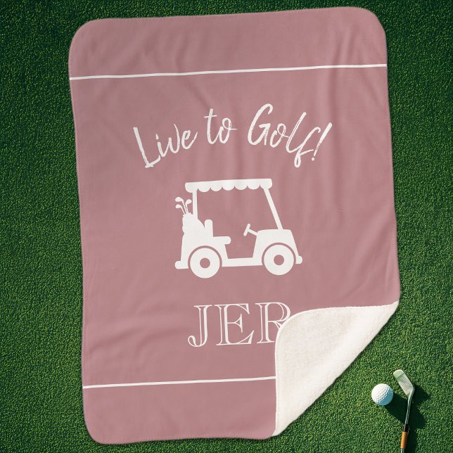Golfer Golf Cart Monogram Initials Dusty Rose Pink Sherpadecke (Golfer Golf Cart Monogram Initials Dusty Rose Pink Sherpa Blanket)