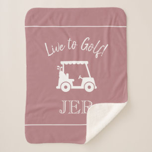 Golfer Golf Cart Monogram Initials Dusty Rose Pink Sherpadecke