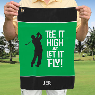 Golfer Golf Funny Sports Mit Monogramm Green Black Golfhandtuch
