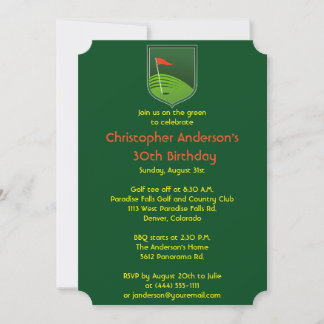 Golfer Golf Golfing Ball und Flag 30. Geburtstag Einladung