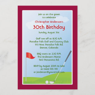 Golfer Golf Golfing Ball und Flag 30. Geburtstag Einladung