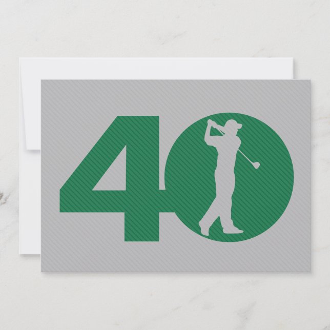 Golfer Golf Green Gray 40. Geburtstag Einladung (Vorderseite)