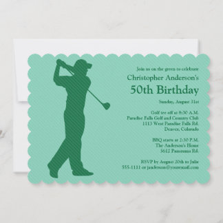 Golfer Golf Green White 50. Geburtstag Einladung
