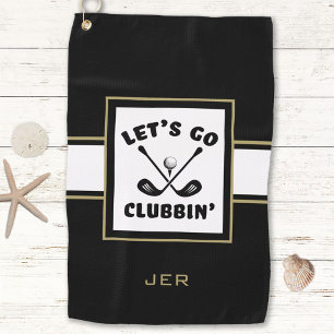 Golfer Golf Modern Monogram Pro Sports Schwarz Gol Golfhandtuch