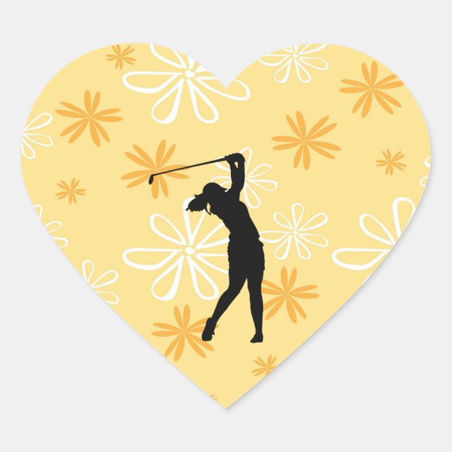 Golfer Golf Person Silhouette Herz-Aufkleber (Vorderseite)