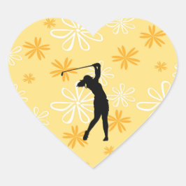Golfer Golf Person Silhouette Herz-Aufkleber