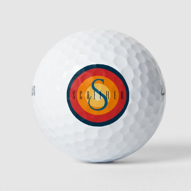 Golfer Golf Player Personalisiert Monogramm und Na Golfball (Vorderseite)
