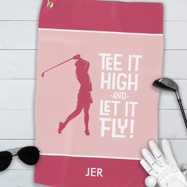 Golfer Golf Spaß Funny Sports Moderne Magenta Rot Golfhandtuch (Golfer Golf Humor Funny Sports Modern Magenta Red Golf Towel)
