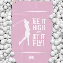 Golfer Golf Spaß Funny Sports Monogram Girl Pink Golfhandtuch