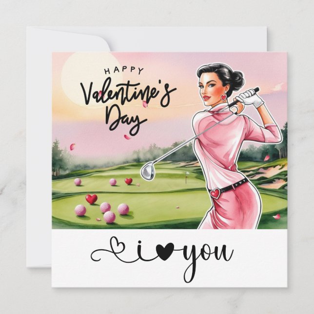 Golfer Golfer Golfen Valentinstag Feiertagskarte (Vorderseite)