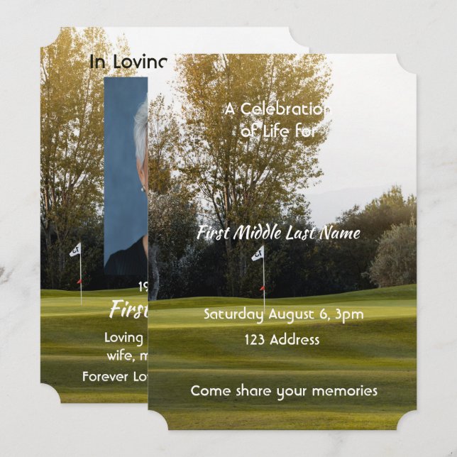 Golfer Golfplatz Golf spielen Einladung (Vorne/Hinten)