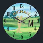 Golfer Golfplatz Individuelle Name 3-D Monogram Große Wanduhr<br><div class="desc">Eine individuelle Wanduhr eines Golfliebhabers - geschmackvoll erledigt - landschaftlich - Golfer in Aktion - und personalisieren Sie auch mit einem individuellen Zwei-Töne-Monogramm und ihrem Namen. Das ist ein großartiges Geschenk für alle Herren Golfliebhaber - Spaß / attraktiv / einzigartig. Wenn Sie Fragen zum Design oder eine spezielle Anfrage haben,...</div>