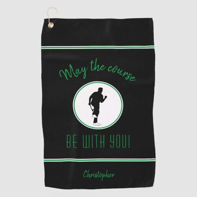 Golfer Golfplatz Schwarz Funny Funny Modernes Mit  Golfhandtuch (Vorderseite)