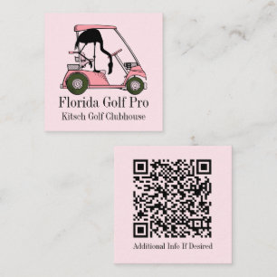 Golfer Golfschläger Pastell Rosa Flamingo Benutzer Quadratische Visitenkarte