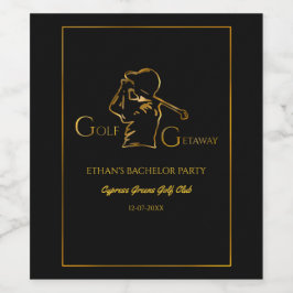 Golfer-Golftrip Bachelor Party minimal Weinetikett