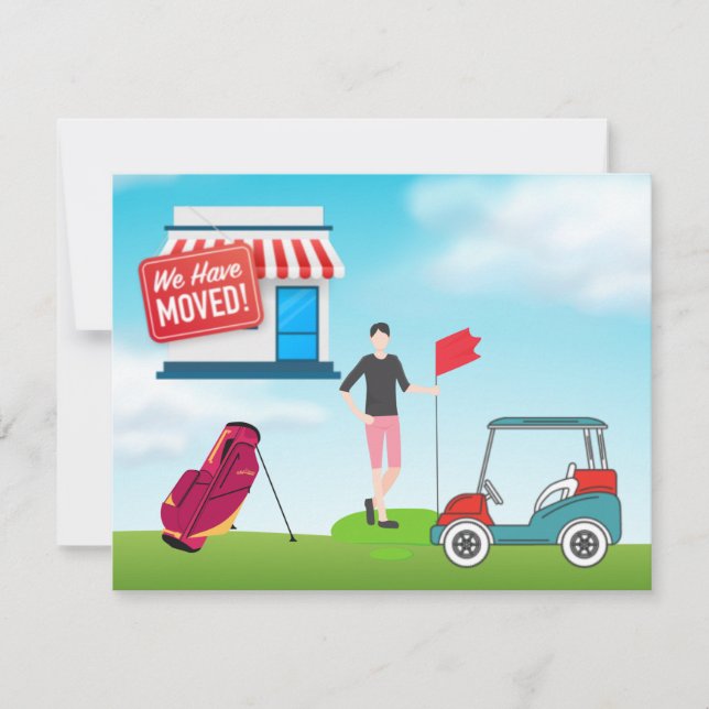 Golfer haben wir mit Golfwagen und Tasche umgezoge Ankündigung (Vorderseite)