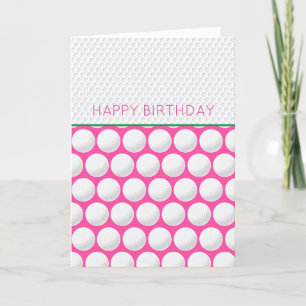 Golfer Happy Birthday Own Message Pink Modern Golf Feiertagskarte