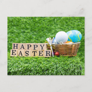 Golfer Happy Ostern mit Golf und Eiern Postkarte
