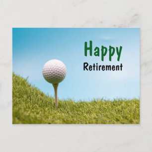 Golfer Happy Pension mit Golfball bei Abschlag Postkarte