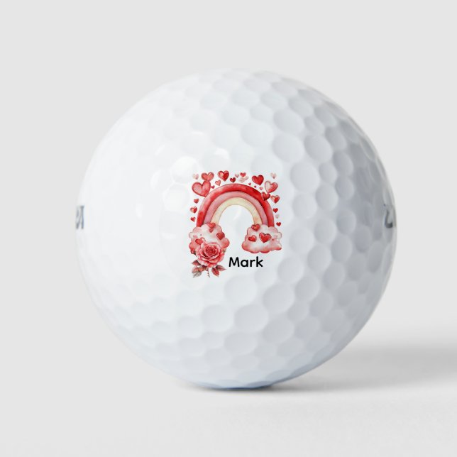 Golfer Happy Valentine's Day love rainbow Golfball (Vorderseite)