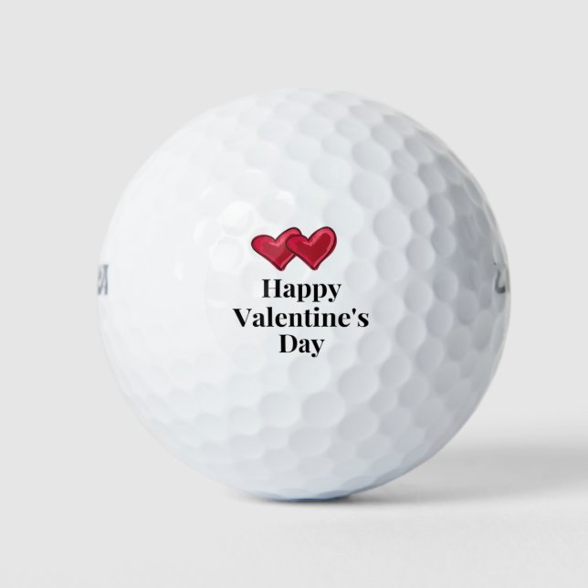Golfer Happy Valentine's Day mit Liebe rotes Herz Golfball (Vorderseite)