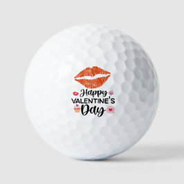 Golfer Happy Valentine's Day mit roter Lippe Golfball