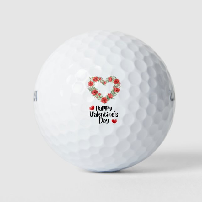 Golfer Happy Valentine's Day with love red heart   Golfball (Vorderseite)