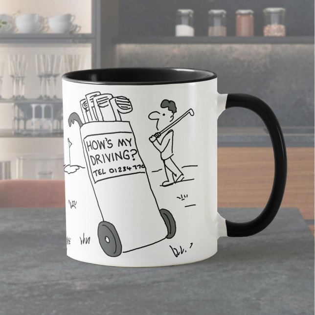 Golfer hat das Sprichwort "How's My Driving?" sign Tasse (Von Creator hochgeladen)