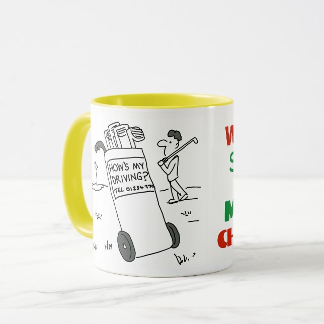 Golfer hat Sprichwort "Wie fahre ich?" Tasse (Vorderseite Links)