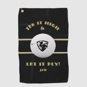 Golfer Hoch Tee Monogrammierte Sportart Schwarz Go Golfhandtuch
