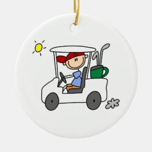 Golfer im Golf Cart Keramikornament