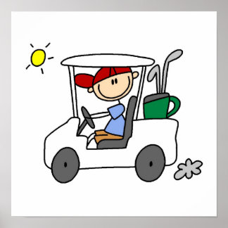 Golfer im Golf Cart Poster