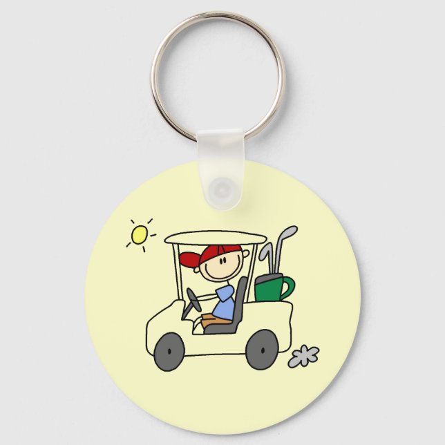 Golfer im Golf Cart Schlüsselanhänger (Vorderseite)