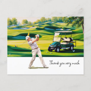 Golfer im Golfplatz Aquarell Dank Karte