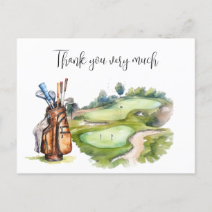 Golfer im Golfplatz Aquarell für Golfer Postkarte
