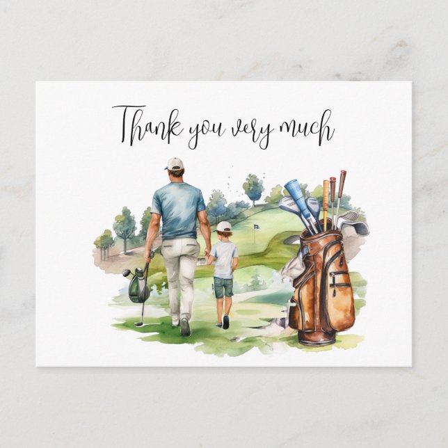 Golfer im Golfplatz Aquarell für Vater Postkarte (Vorderseite)